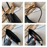 Women Shoulder Bag PU Leather Lock Flap Handbags Lady Underarm Bags