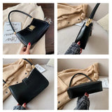 Women Shoulder Bag PU Leather Lock Flap Handbags Lady Underarm Bags
