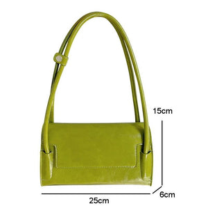 Women's Green PU Leather Flap Shoulder Bag Underarm Tote HPS1314