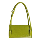 Women's Green PU Leather Flap Shoulder Bag Underarm Tote HPS1314