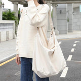 Waterproof Canvas Tote Shoulder Bag Solid Handbags Men Women Crossbody