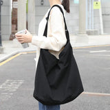 Waterproof Canvas Tote Shoulder Bag Solid Handbags Men Women Crossbody