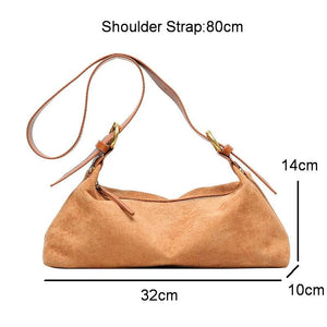 Retro Crossbody Bag Faux Suede Shoulder Bag