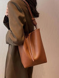 Women's Bucket Shoulder Bag Crossbody Pu Leather Handbags Underarm