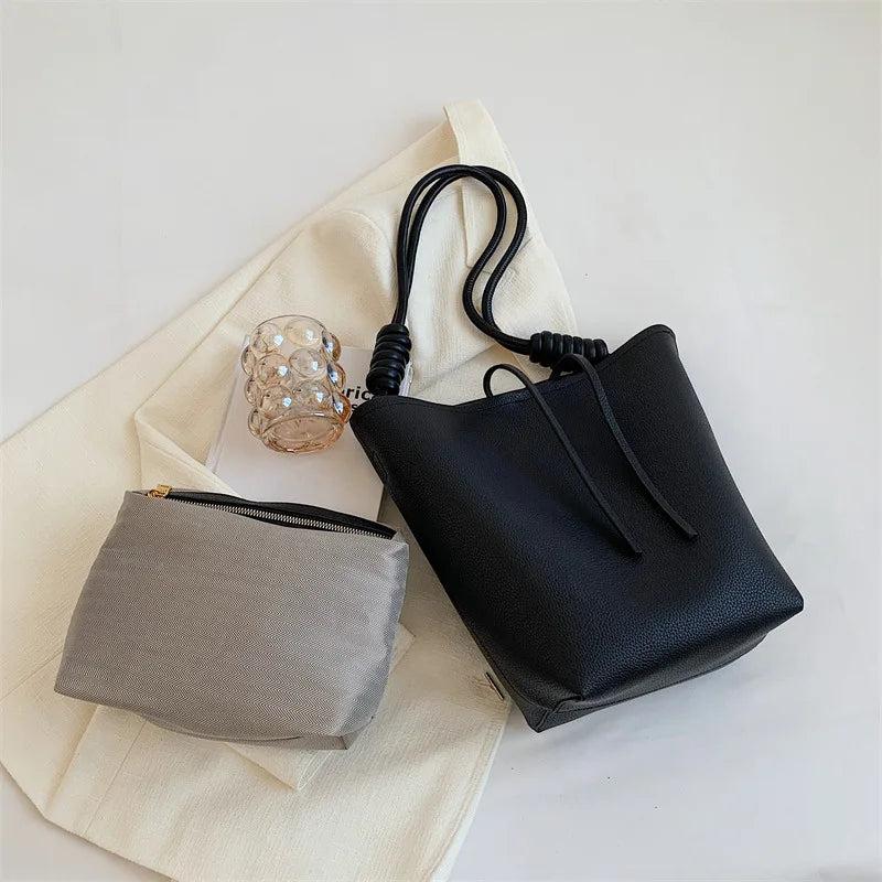 Women's Bucket Shoulder Bag Crossbody Pu Leather Handbags Underarm