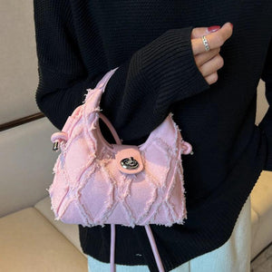 Denim Single Shoulder Messenger Crescent Bag Tassel Women Handbag Shoulder Bag