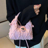 Denim Single Shoulder Messenger Crescent Bag Tassel Women Handbag Shoulder Bag
