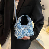 Denim Single Shoulder Messenger Crescent Bag Tassel Women Handbag Shoulder Bag