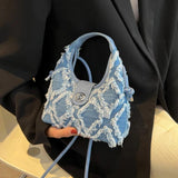 Denim Single Shoulder Messenger Crescent Bag Tassel Women Handbag Shoulder Bag