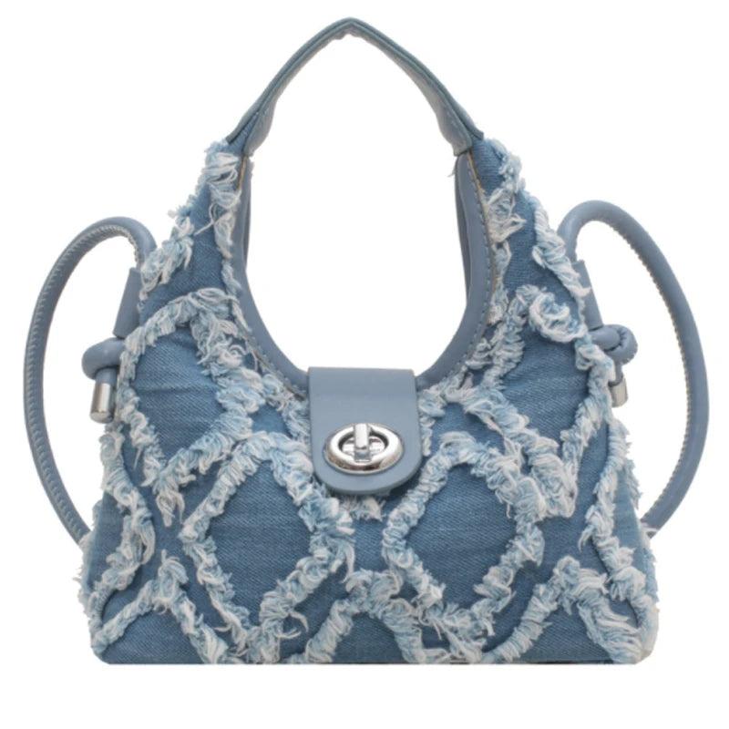 Denim Single Shoulder Messenger Crescent Bag Tassel Women Handbag Shoulder Bag