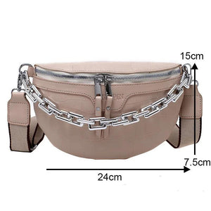 Chain Waist Bag Women PU Leather Shoulder Bag