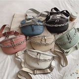 Chain Waist Bag Women PU Leather Shoulder Bag