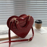 Women PU Leather Heart-shaped Crossbody Bag Small Shoulder Purse Handbags