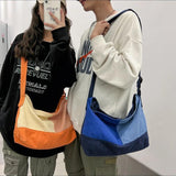 Student Patchwork Canvas Couple Shoulder Bag