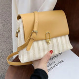 Women's Contrast Crossbody Shoulder Bag Sewing Square Bag HPS1124