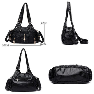 Soft Leather Handbags Rivet Crossbody Bags Shoulder Bags Tote