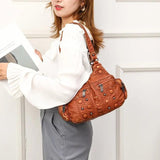 Soft Leather Handbags Rivet Crossbody Bags Shoulder Bags Tote