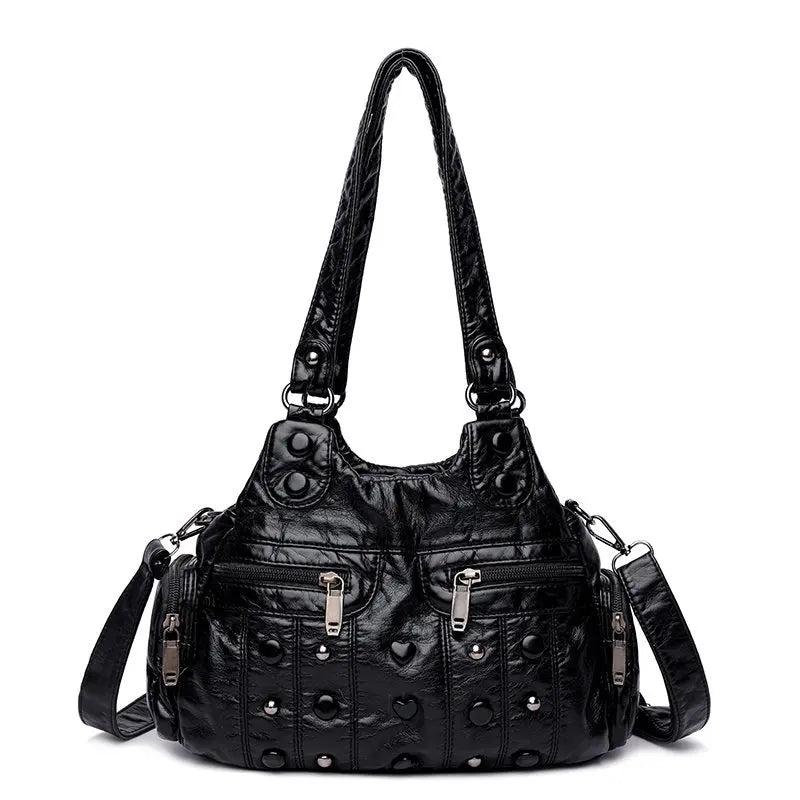 Soft Leather Handbags Rivet Crossbody Bags Shoulder Bags Tote