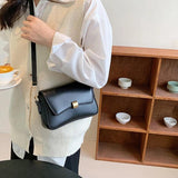Solid Flap Bags Square Crossbody Bags PU Leather Women's Handbag