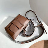 Solid Leather Women Handbag Shoulder Bags Casual Sac A Main