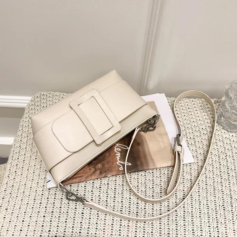 Solid Leather Women Handbag Shoulder Bags Casual Sac A Main