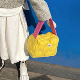 Yellow Plush Totes Bags for Women Winter Soft Handbags