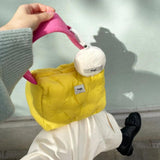 Yellow Plush Totes Bags for Women Winter Soft Handbags