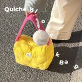Yellow Plush Totes Bags for Women Winter Soft Handbags