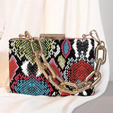 Snake Pattern PU Leather Shoulder Bag Retro Women's Bag