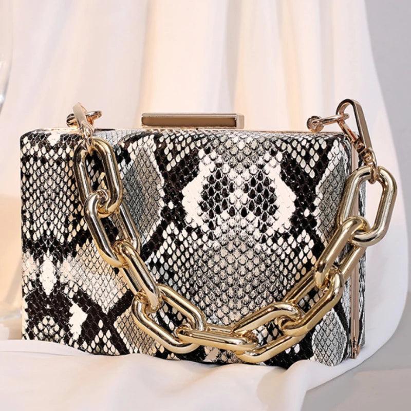 Snake Pattern PU Leather Shoulder Bag Retro Women's Bag