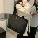 Large Capacity Down Women Bag Tot Bag Autumn and Winter Lingge Single Shoulder C