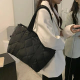 Large Capacity Down Women Bag Tot Bag Autumn and Winter Lingge Single Shoulder C