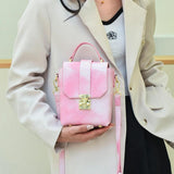 Pink Leather Cell Phone Purse Shoulder Bag for Women