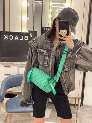 Cylindrical Crossbody Bag Lady Nylon Purse Small Single-Shoulder