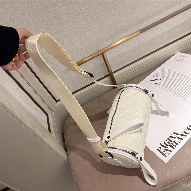 Cylindrical Crossbody Bag Lady Nylon Purse Small Single-Shoulder