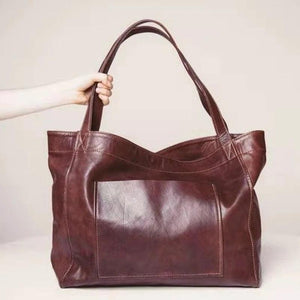 Vintage Oil Wax PU Leather Shopper Totes for Women's Handbag