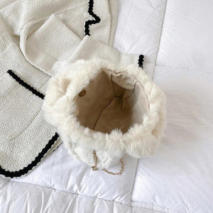 Faux Fur Shoulder Bag for Women Winter Chain Crossbody Tote Purse