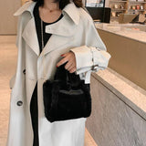 Faux Fur Shoulder Bag for Women Winter Chain Crossbody Tote Purse