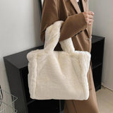 Faux Fur Shoulder Bag for Women Winter Chain Crossbody Tote Purse
