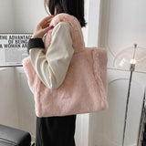 Faux Fur Shoulder Bag for Women Winter Chain Crossbody Tote Purse