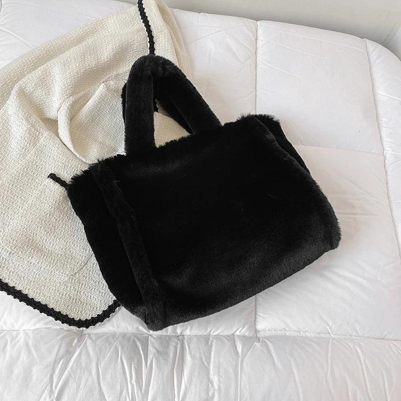 Faux Fur Shoulder Bag for Women Winter Chain Crossbody Tote Purse