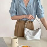 Women's Solid Shoulder Underarm Bag Casual Pillow Bag