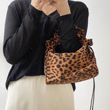Winter Single Shoulder Bag Fold Women Handbag Leopard Armpit Bag