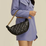 Quilted Chain Hobo Shoulder Bag PU Leather Tote