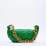 Quilted Chain Hobo Shoulder Bag PU Leather Tote