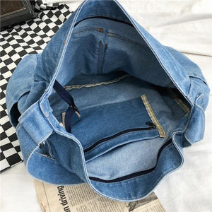Y2K Denim Jeans Fabric School Book Laptop Shoulder Bag
