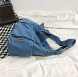 Y2K Denim Jeans Fabric School Book Laptop Shoulder Bag