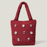 Rhinestone Totes Bag Nylon Printed Handbag