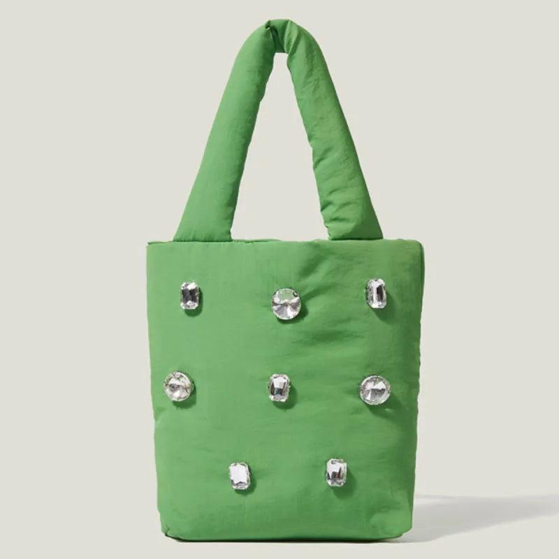 Rhinestone Totes Bag Nylon Printed Handbag