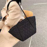 Quilted Large Tote Bag Winter Ladies Shoulder Bags Top Handle Women Handbag